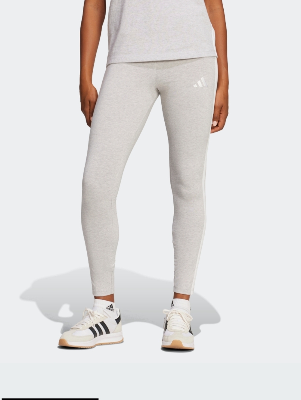 adidas Light Gray Leggings with White Side Stripes - Picture 8 of 10